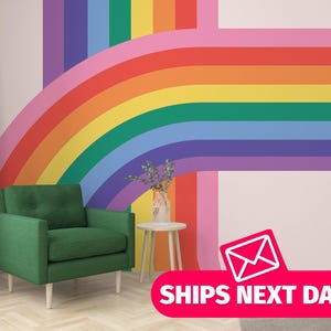 Rainbow Stripe Wallpaper Mural, Colorful Arch, Kids Decor