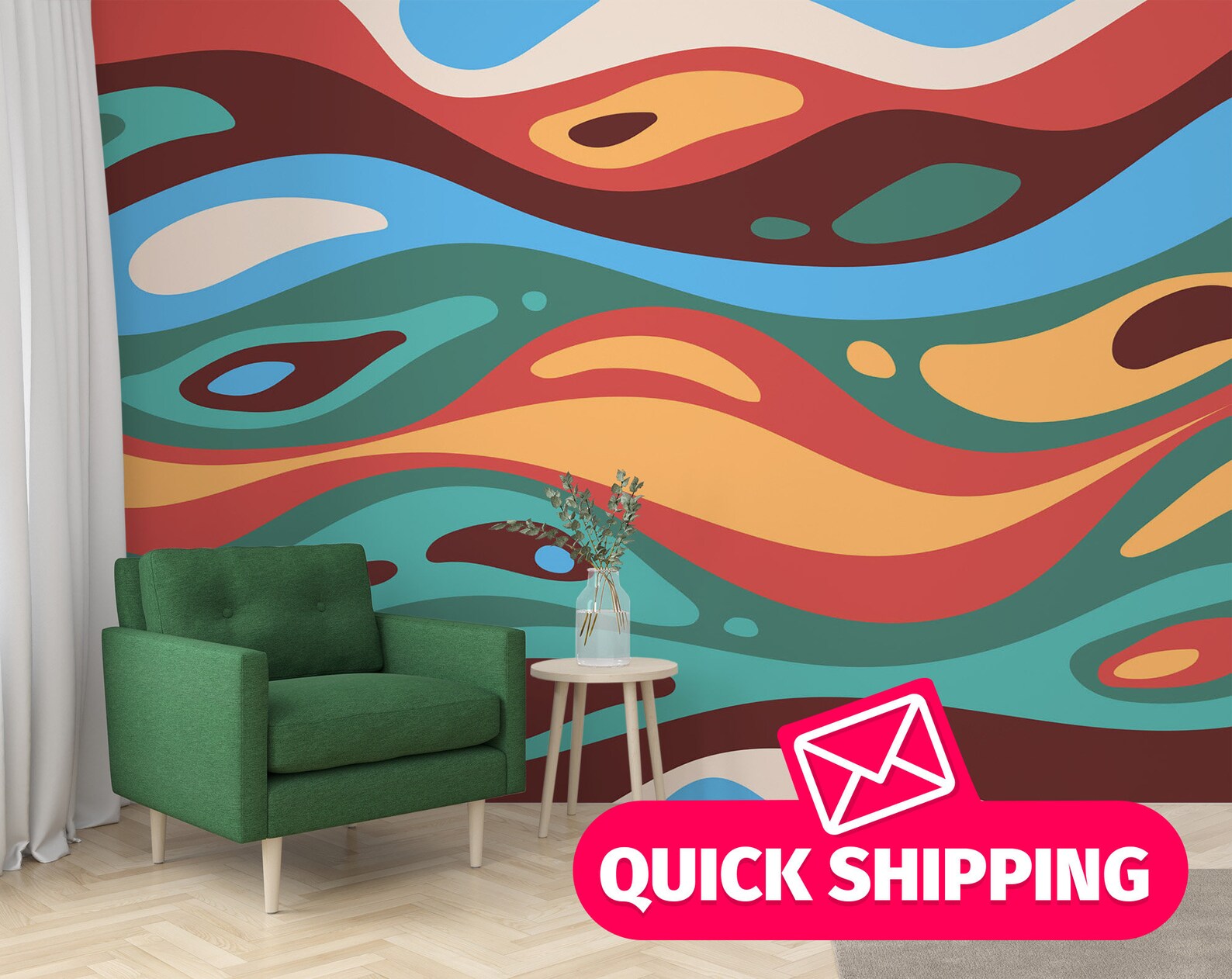 70s / Retro Wall Mural Peel and Stick Removable Vinyl Etsy