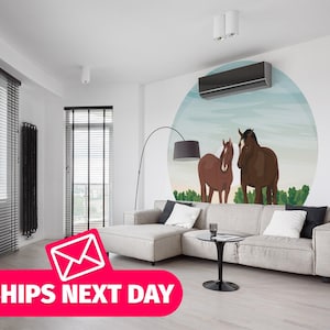 Horse / Landscape Mural, Peel and Stick Removable Vinyl or Fabric, Non-pasted Wallpaper / Horse Landscape wallpaper mural print