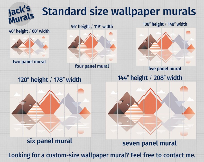 Geometric Mountain Mural – Minimalist Pastel Wallpaper, Peel & Stick - Etsy