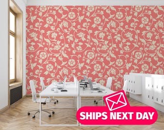 Victorian Floral Wallpaper Mural, Antique Style, Peel and Stick or Unpasted