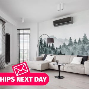 Forest / Watercolor Mural, Peel and Stick Removable Vinyl or Fabric, Non-pasted Wallpaper