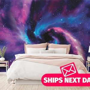 Galaxy wallpaper mural / Universe Mural, Peel and Stick Removable Vinyl or Fabric, Non-pasted Wallpaper