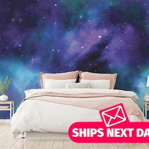 Galaxy wallpaper mural / Sky Mural, Peel and Stick Removable Vinyl or Fabric, Non-pasted Wallpaper / Deep Space wallpaper mural print