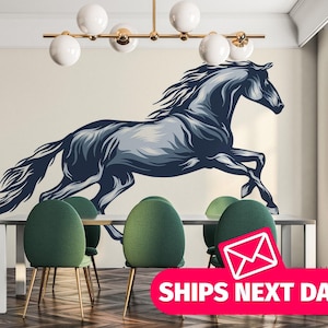 Blue Horse / Animal Mural, Peel and Stick Removable Vinyl or Fabric, Non-pasted Wallpaper / Bold Navy Horse wallpaper mural print
