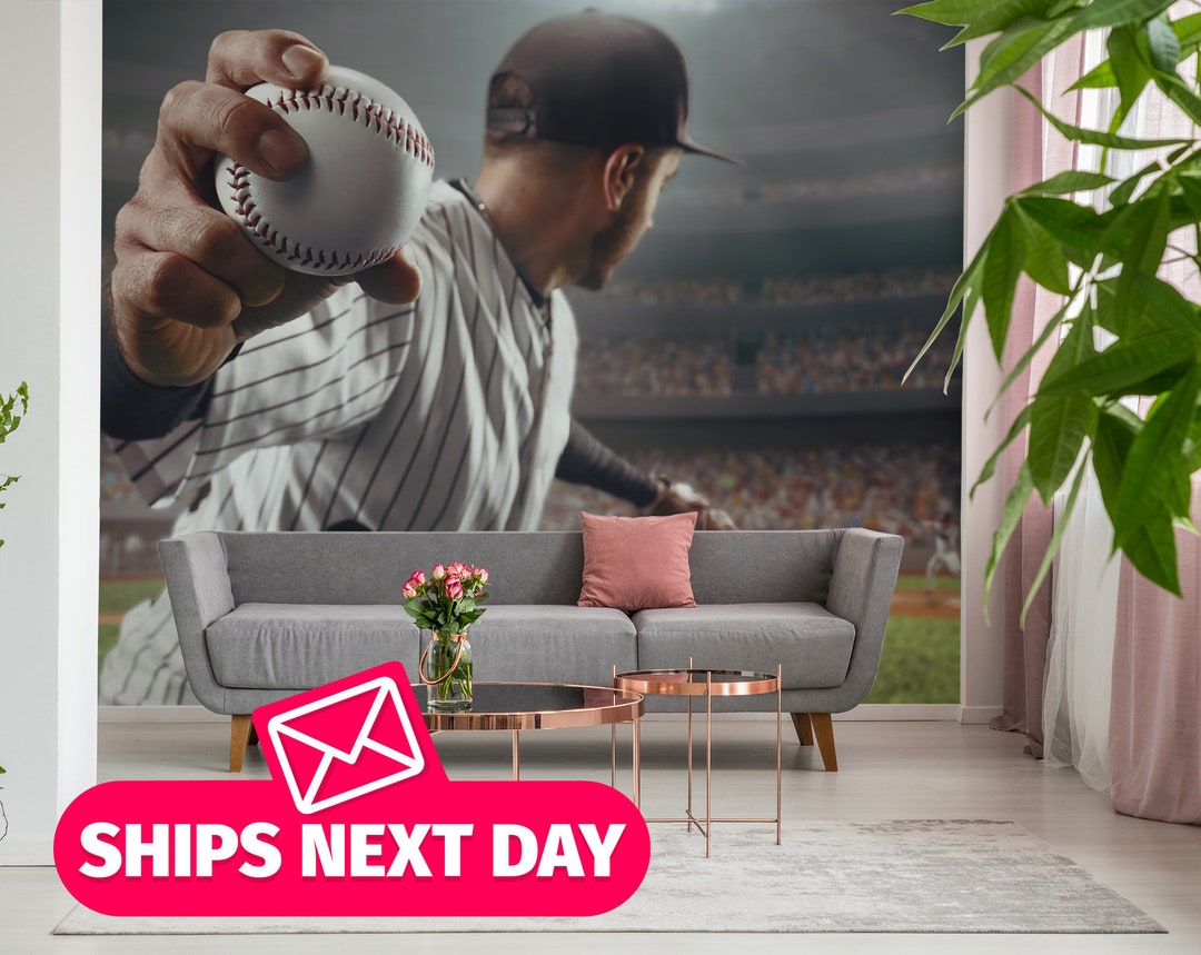 Baseball Wallpaper Mural Sports Wall Mural Peel and Stick Large Vinyl