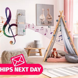 Music wallpaper mural / Note Mural, Peel and Stick Removable Vinyl or Fabric, Non-pasted Wallpaper
