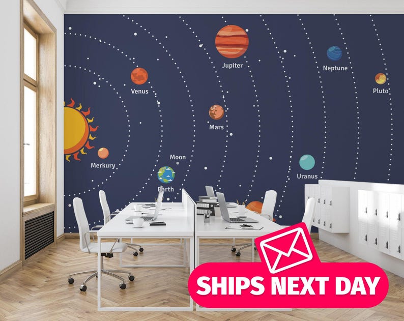 Buy Solar System Mural, Peel and Stick Wallpaper, Kids Room Decor ...