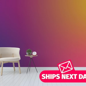 Bold Ombre / Pink Gradient Mural, Peel and Stick Removable Vinyl or Fabric, Non-pasted Wallpaper / Colorful wallpaper mural print