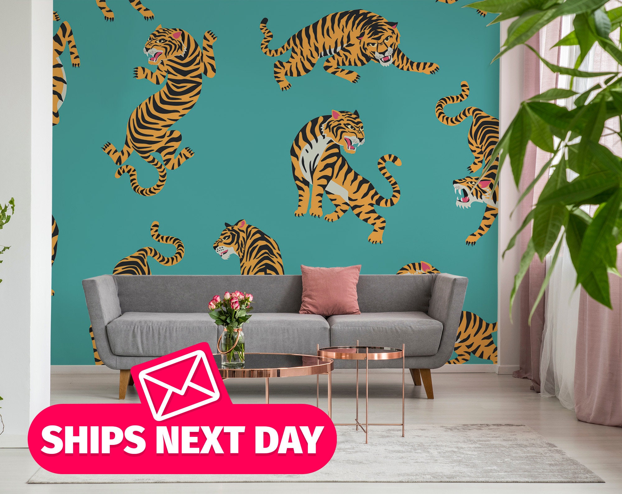Tiger And Tree Coconut Peel and Stick Wallpaper 802811WR by Tommy Bahama  Wallpaper