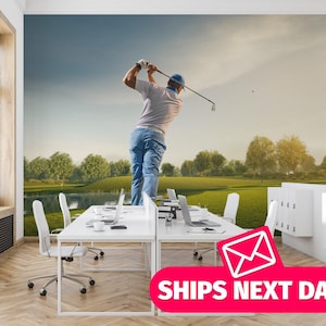 Golf wallpaper mural / Sports Mural, Peel and Stick Removable Vinyl or Fabric, Non-pasted Wallpaper