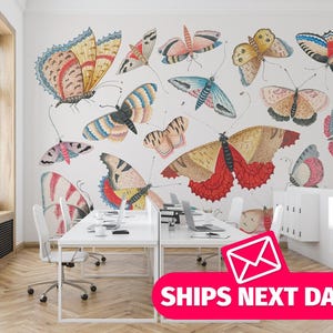 Butterfly / Nature Mural, Peel and Stick Removable Vinyl or Fabric, Non-pasted Wallpaper