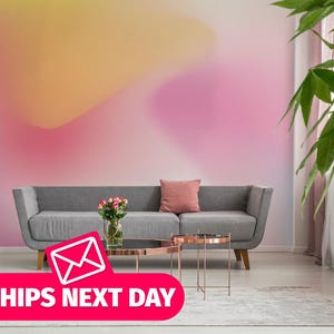Gradient wallpaper mural / Pink and yellow gradient Mural, Peel and Stick Removable Vinyl or Fabric, Non-pasted Wallpaper