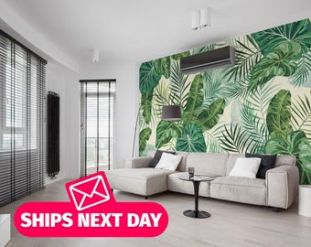 Tropical Monstera Leaf Wallpaper Mural, Peel and Stick Vinyl