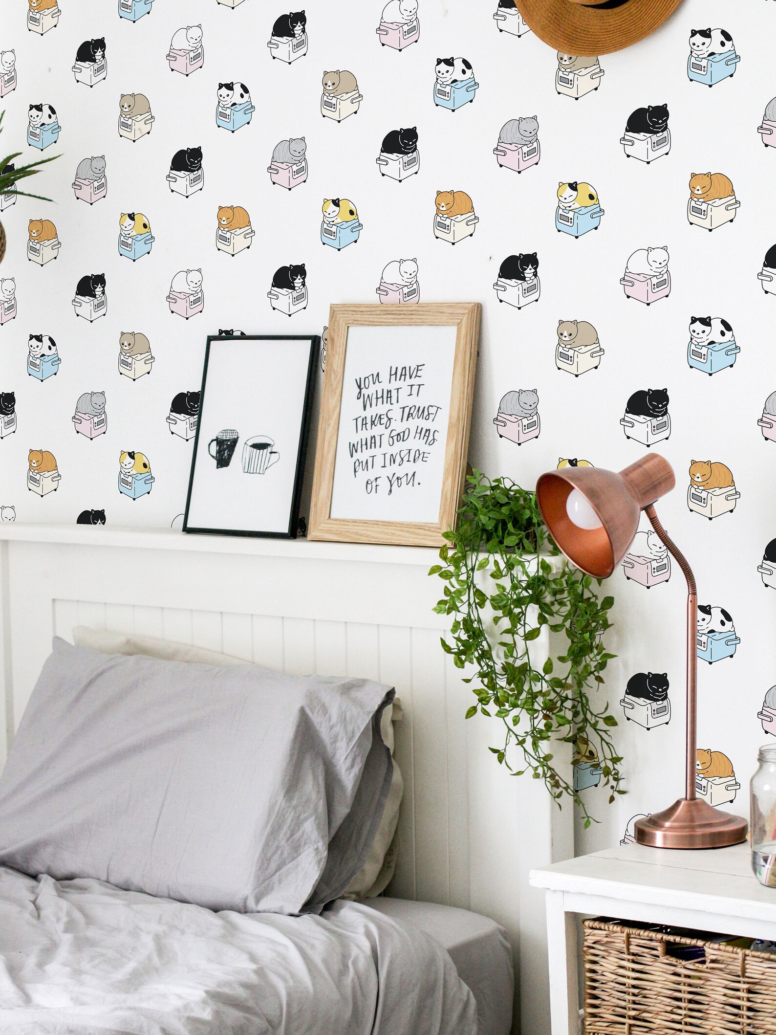 Colorful cat peel and stick wallpaper / Colorful removable | Etsy