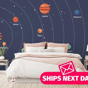 Solar System Mural, Peel and Stick Wallpaper, Kids Room Decor - Etsy