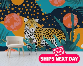 Leopard Jungle Wallpaper Mural – Tropical Peel and Stick