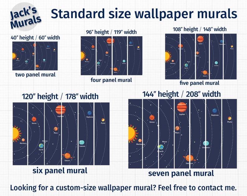 Buy Solar System Mural, Peel and Stick Wallpaper, Kids Room Decor ...