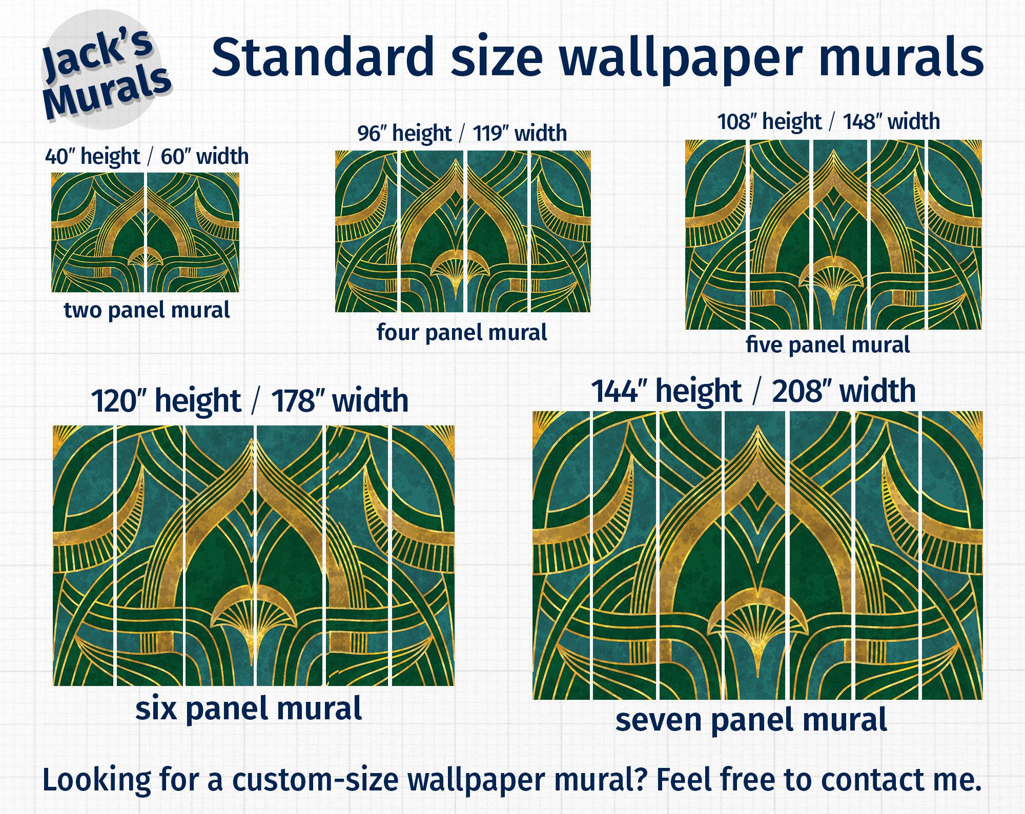 Green Art Deco Wallpaper Mural, Geometric Wall Art, Peel and Stick - Etsy