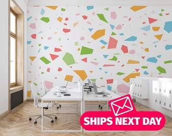 Terrazzo / Colorful Mural, Peel and Stick Removable Vinyl or Fabric, Non-pasted Wallpaper