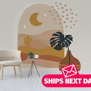 Boho Desert Arch Wall Mural, Peel and Stick Vinyl or Fabric