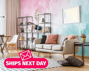 Watercolor / Gradient Mural, Peel and Stick Removable Vinyl or Fabric, Non-pasted Wallpaper