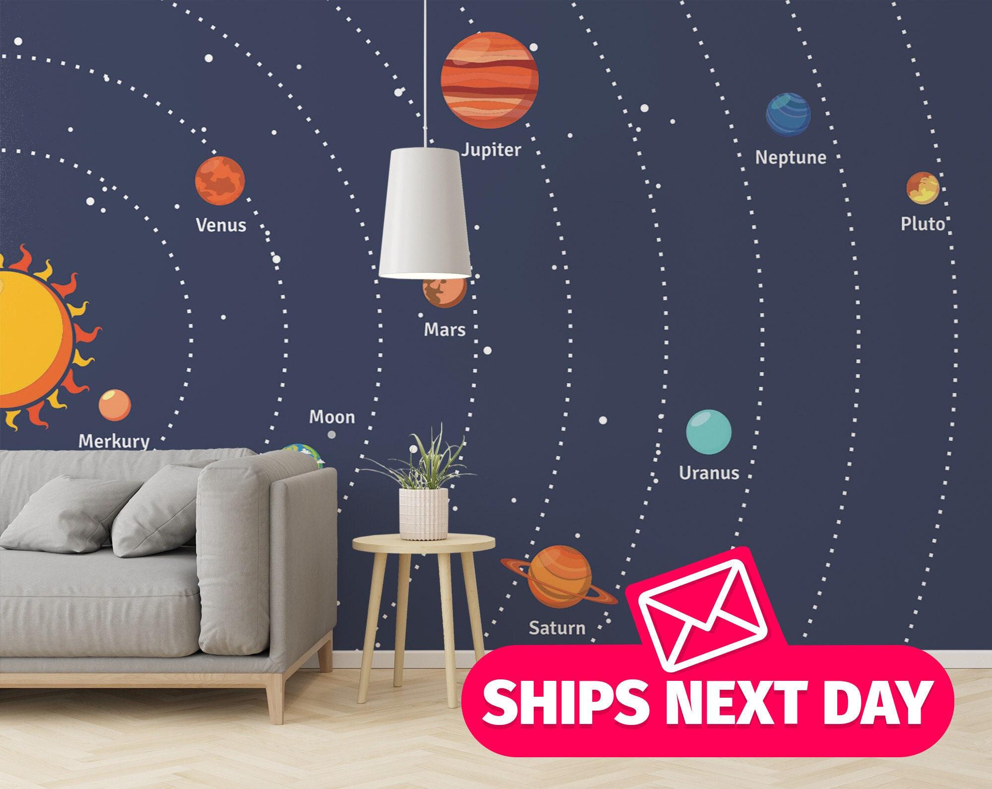 Solar System Mural, Peel and Stick Wallpaper, Kids Room Decor - Etsy