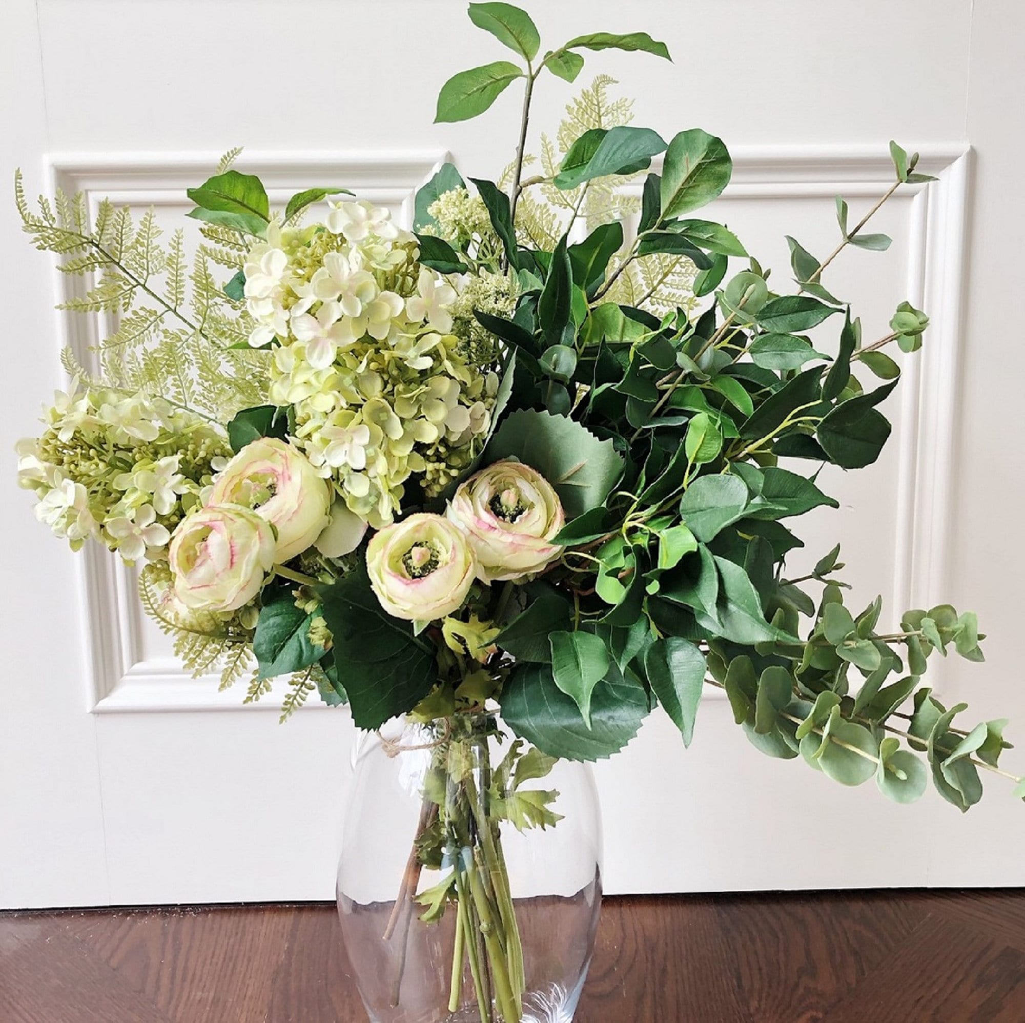 Green Elegance Faux Flower Arrangement Etsy