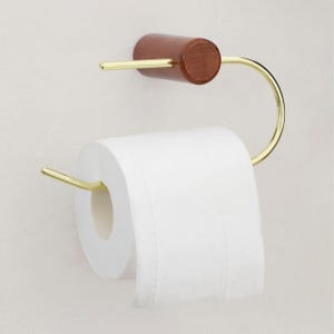 Porta carta igienica in legno massello, porta asciugamani in ottone, gancio a parete, fai da te, autoadesivo, mensola per bagno, organizer per cucina
