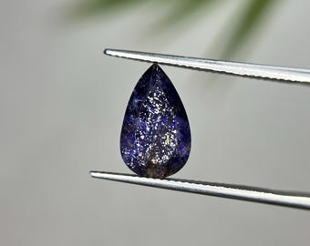 Super Quality Iolite Sunstone Pear 14.70x8.20 MM 2.65 Cts Faceted Loose Gemstone Silver Flakes Stone Ring Making Blue Shiller Iolite Gems