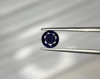Natural Iolite Sunstone Faceted 6x6 MM 0.75 Carat Round  Loose Gemstone Silver Flakes Deep Blue Iolite Sparkling Sunstone With Glitter