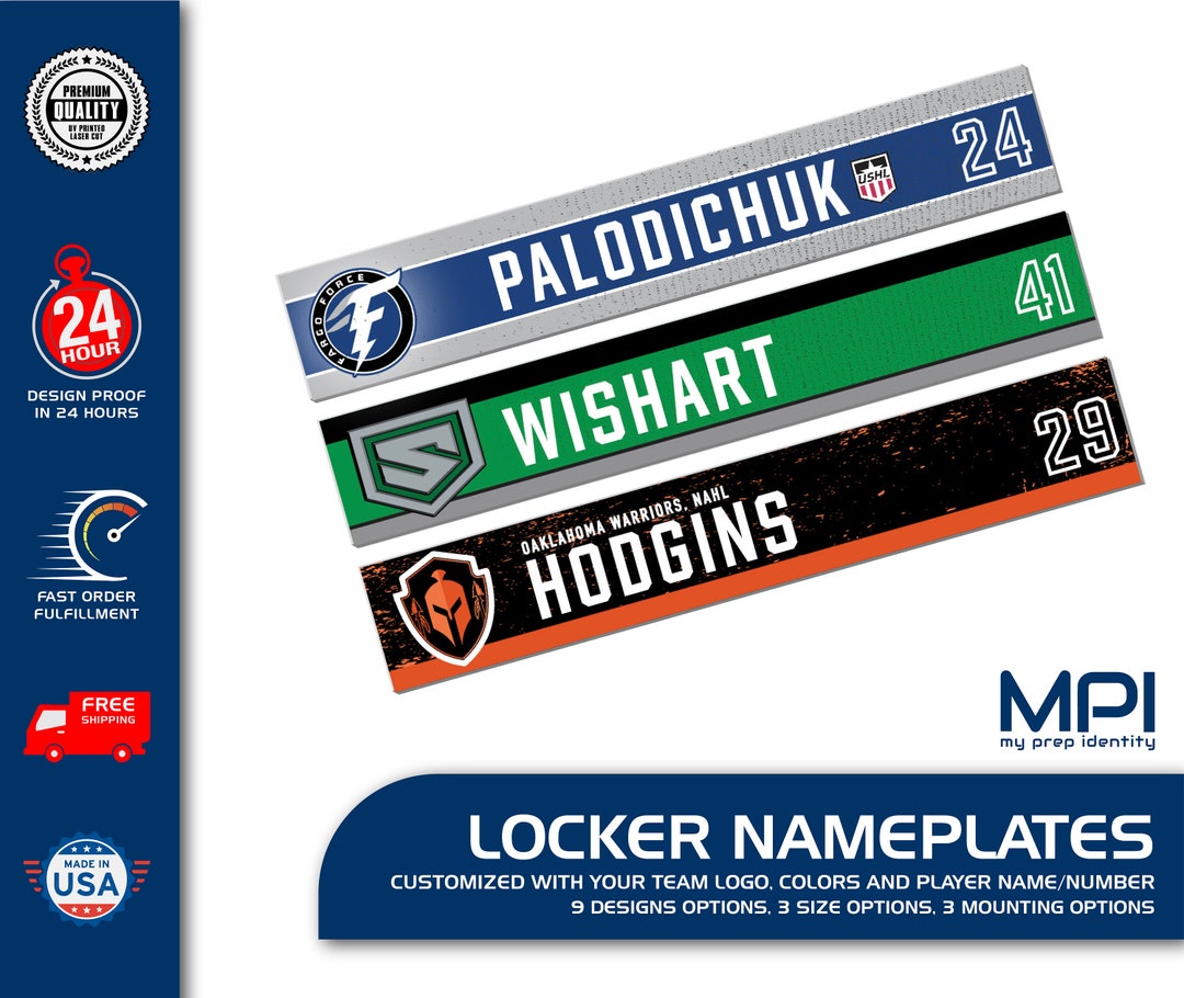 Personalized Team Locker Nameplate Team Logo Name Number Etsy