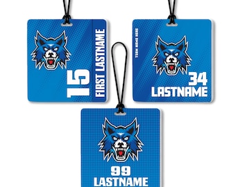 VELOCITY SERIES – 3.5 X 3.5" - Custom Sports Bag Tags –Square - Personalized Durable Luggage Tags for Teams, College, Schools