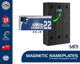 Magnetic Locker Nameplates - 3.5x8" -Customized to team and individual players