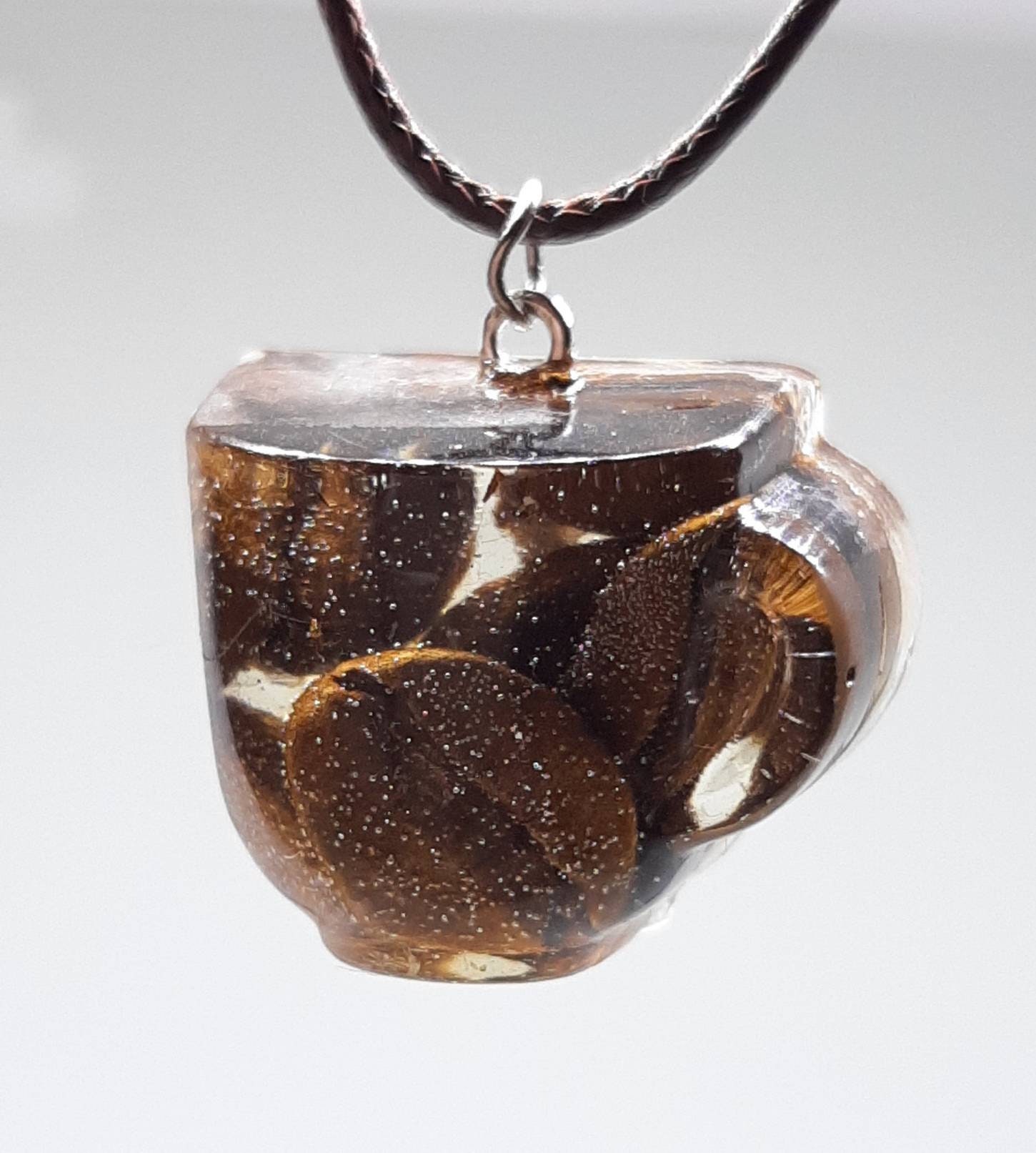 Download Coffee cup resin pendant with real coffee beans unisex | Etsy