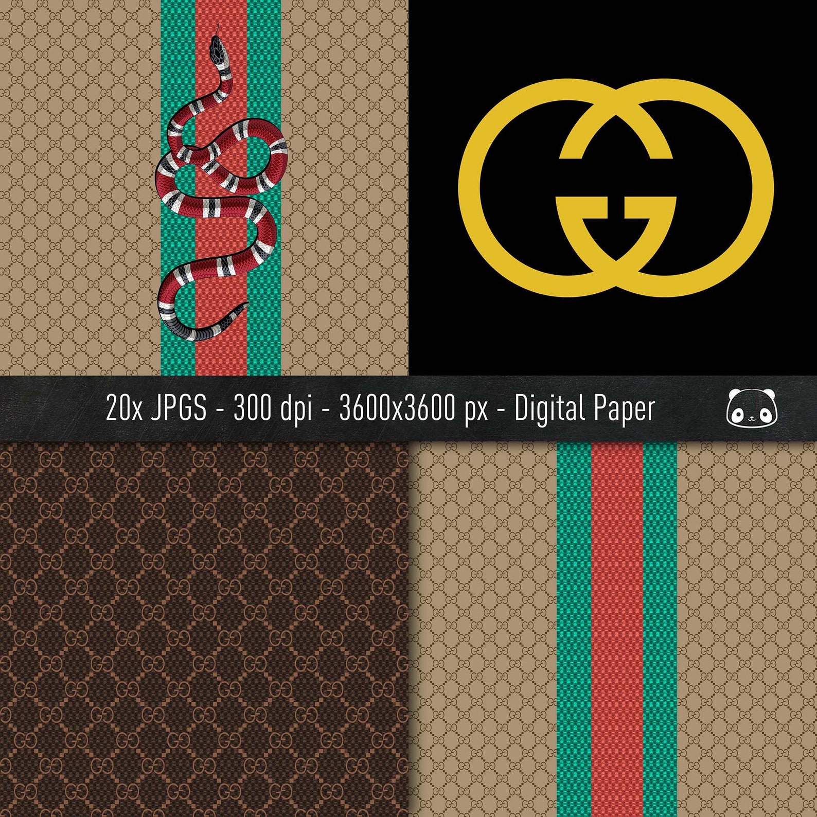 Gucci Digital Paper 20 Different Images Pattern Instant Etsy