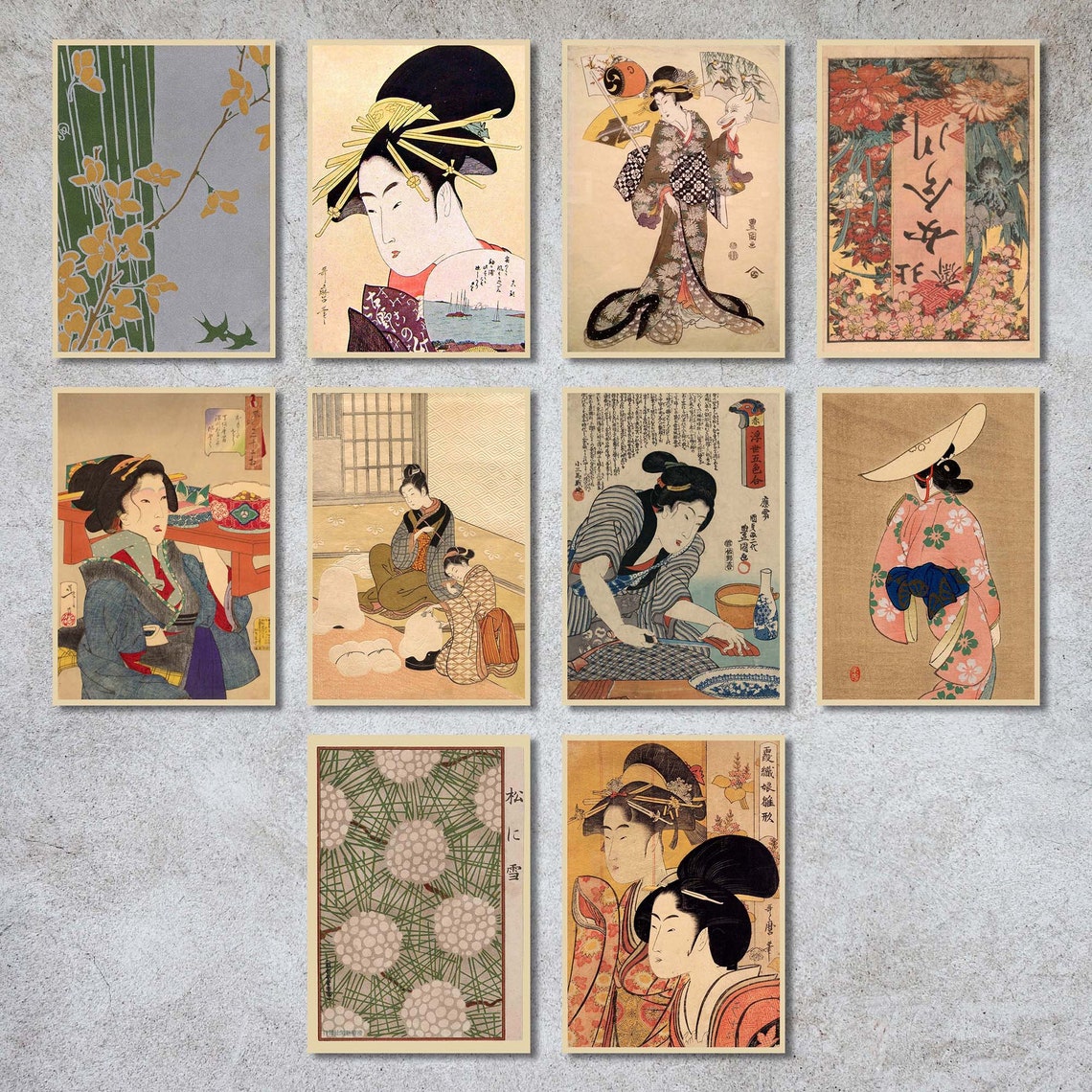 Vintage Japanese Postcards 24 Pieces Digital Paper Instant Etsy