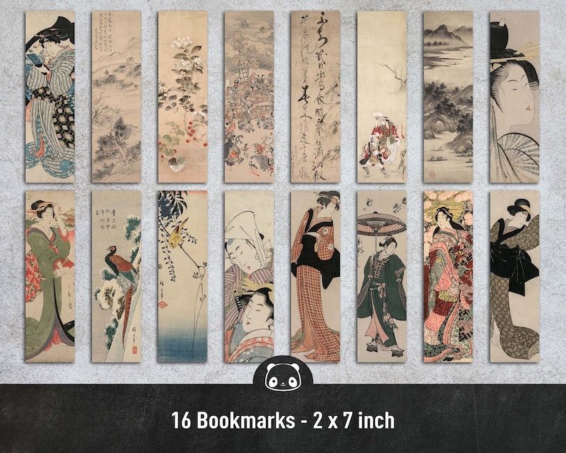 japanese bookmarks 16 different images instant download etsy