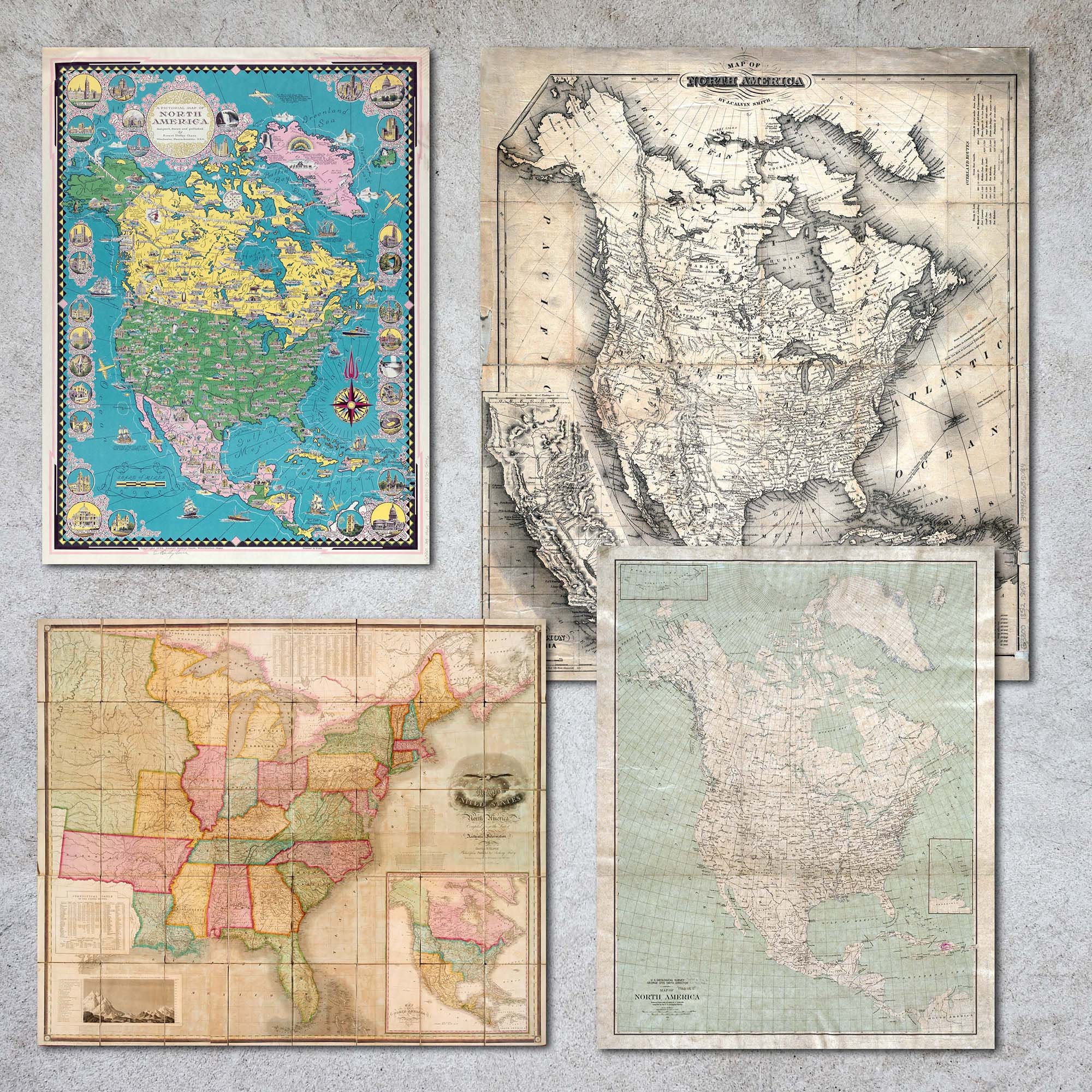 vintage usa maps 12 different hi res maps digital paper etsy