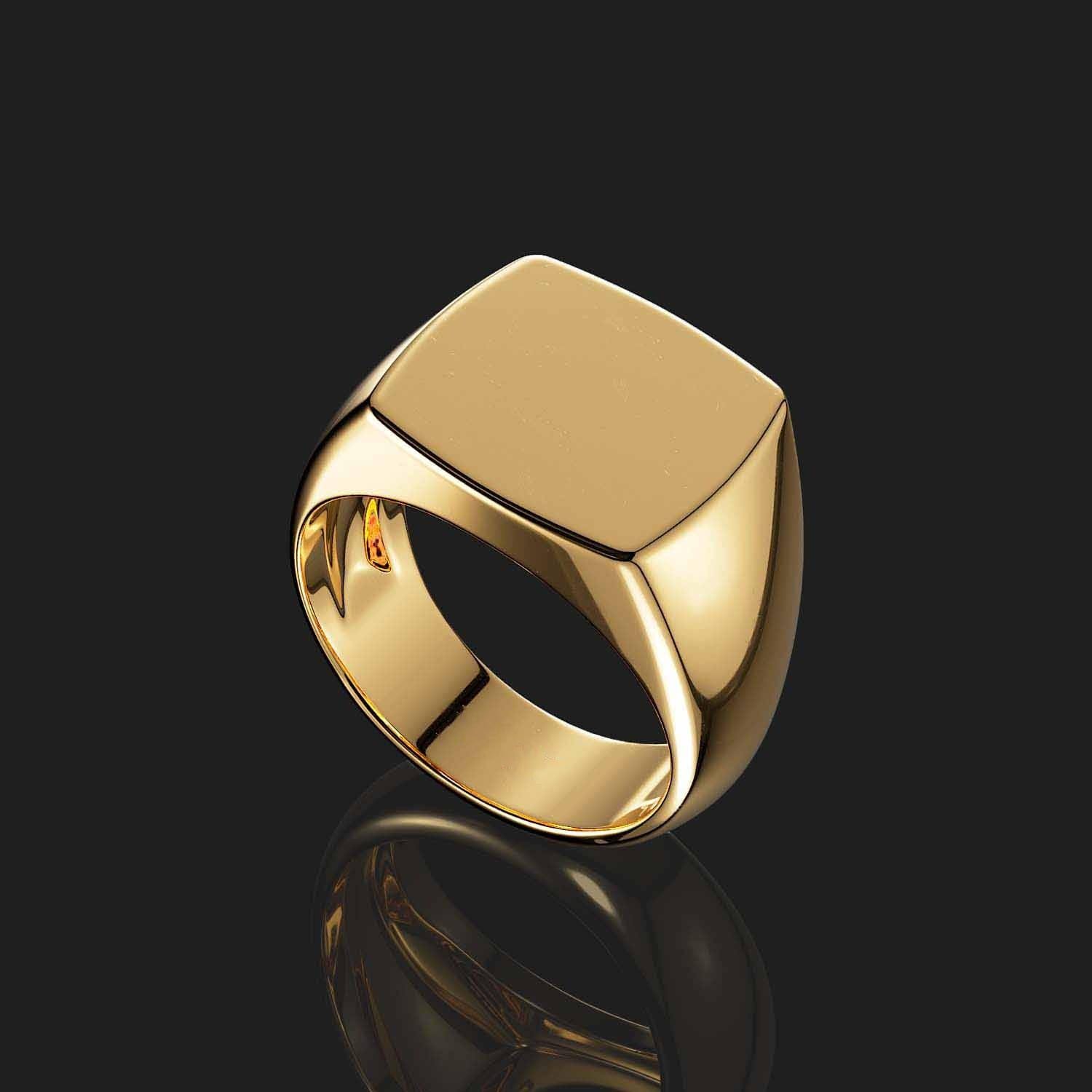 18k Gold Engraved Signet Ring for Men and Women/ Handmade