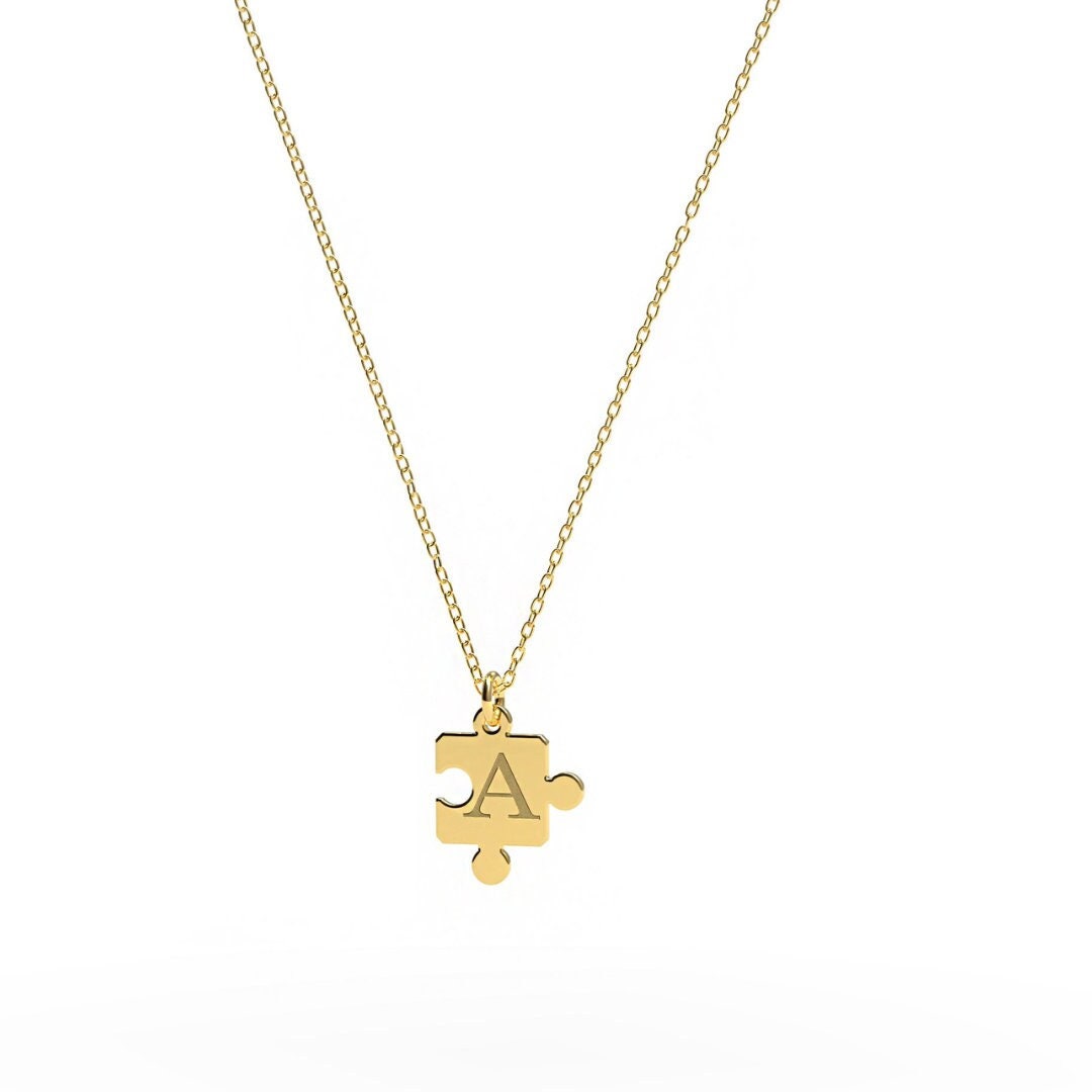 Dainty Puzzle Piece Necklace Tiny Puzzle Jewelry Silver Puzzle Pendant
