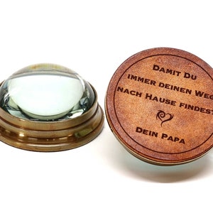 Brass compass with dome glass - antique look - with your engraving on request - personalizable gift