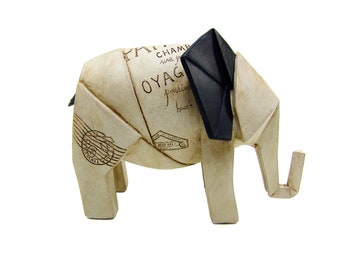 Origami Elefant - Tageszeitung Frankreich - Paris - Kunstharz