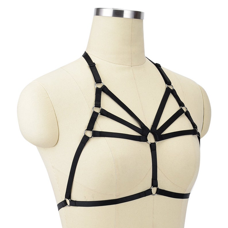 Sexy Elastic Bondage Harness Black Body Harness Bralette Cage Etsy