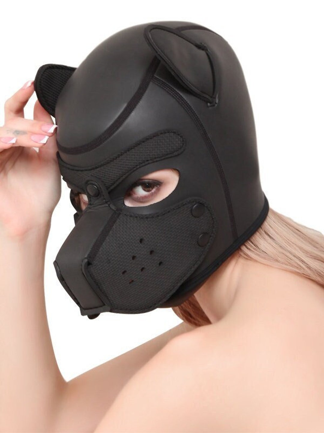 Neoprene Puppy Mask Leather Dog Mask Etsy