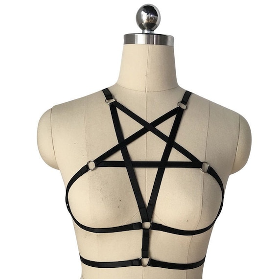 Black Body Harness Bralette Cage Lingerie Open Bra Bdsm Sexy