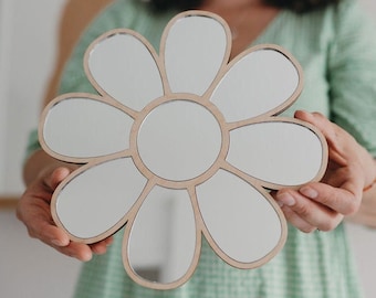 Flower Shatterproof Mirror Perfect Gift for Bedroom & Nursery Daisy Bedroom Decor Flower Power