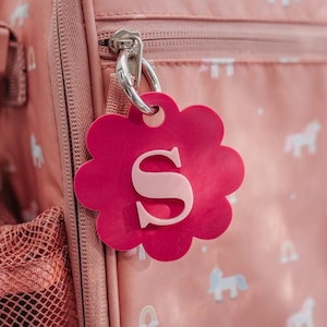 Porte-clés personnalisé pour sac à dos d'école avec nom d'étiquette de bagage, cadeau pour un ami, porte-clés avec nom de fleur