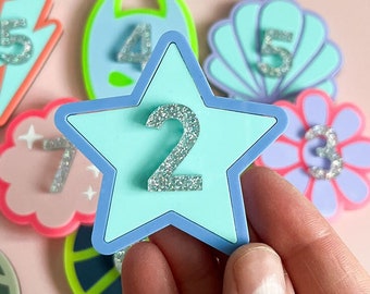 Star Birthday Badge Number Birthday Badge for Birthday Celebration Custom Colours can be Personalised