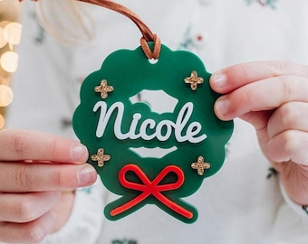 Wreath Personalised Christmas Bauble Name Christmas Gift Christmas Ornament Acrylic Christmas Bauble